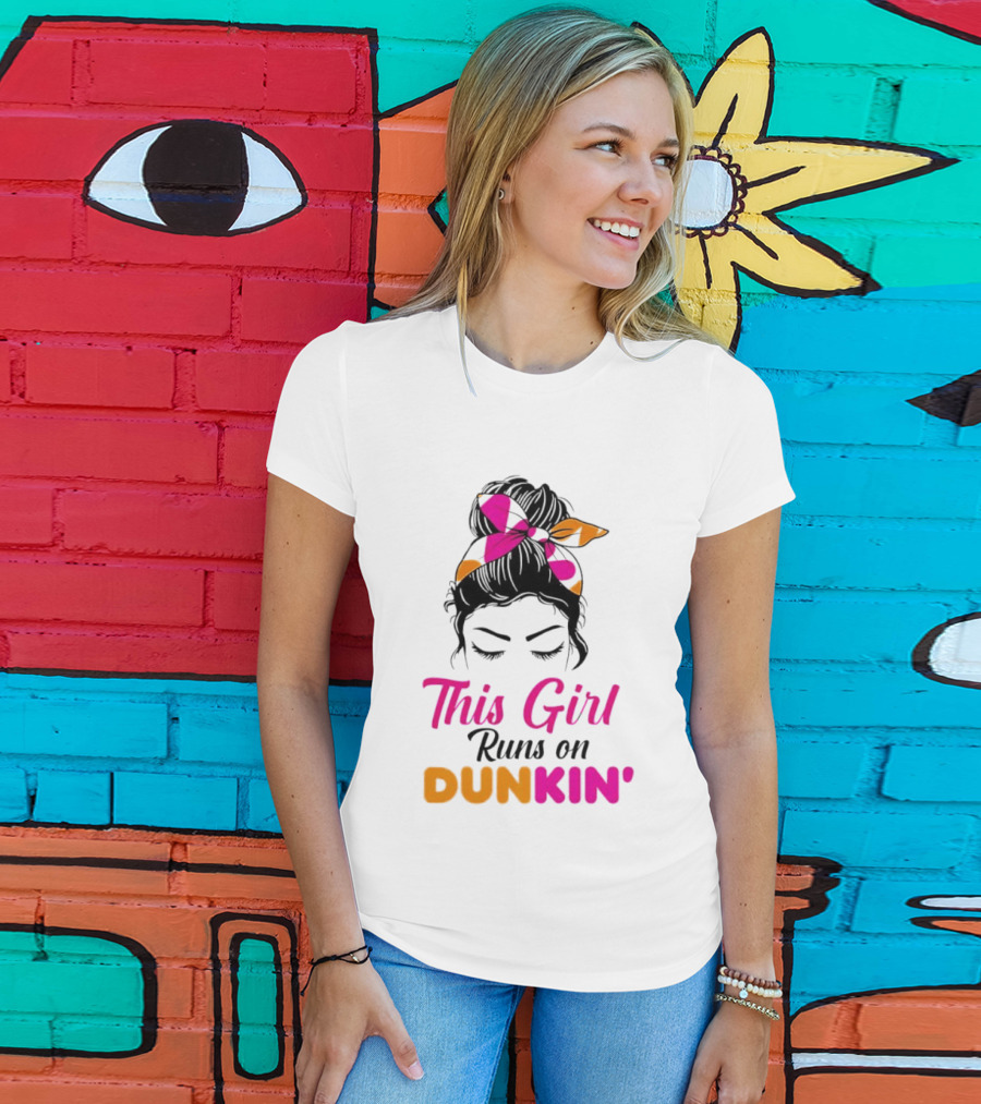 This Girl Runs On Dunkin' Coffee Headband T-Shirt