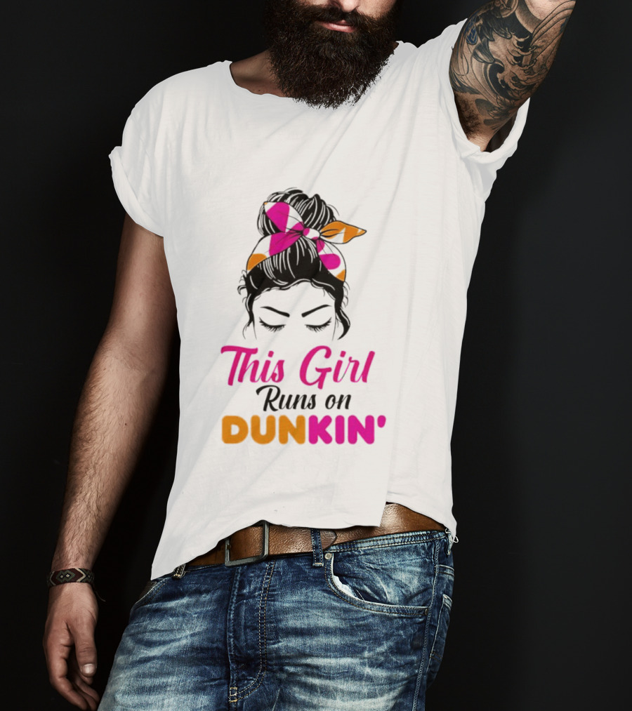 This Girl Runs On Dunkin' Coffee Headband T-Shirt
