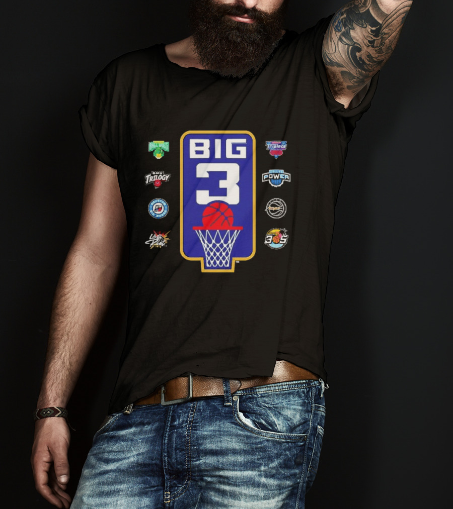BIG3 Trilogy Killer 3s 3 Headed Monsters Ball Hogs Triplets 3s Company Power Aliens Ghost Ballers T-Shirt