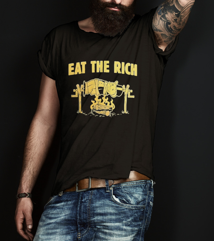 Eat The Rich Monopoly Man Over Campfire Satire T-Shirt