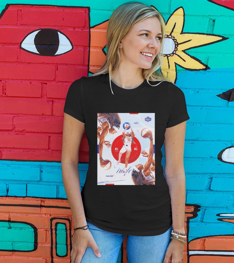 Washington Mystics Player Kiki Iriafen Number Forty Four Basketball Action Montage T-Shirt