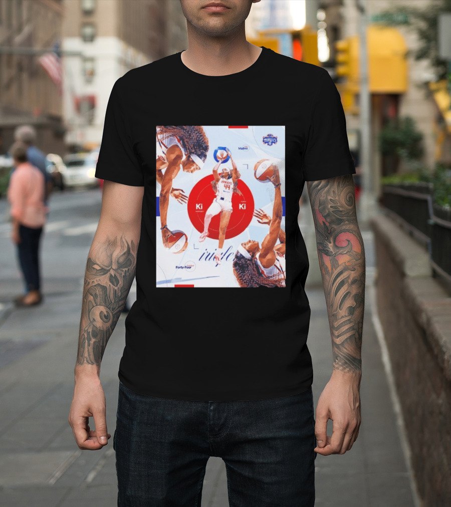 Washington Mystics Player Kiki Iriafen Number Forty Four Basketball Action Montage T-Shirt