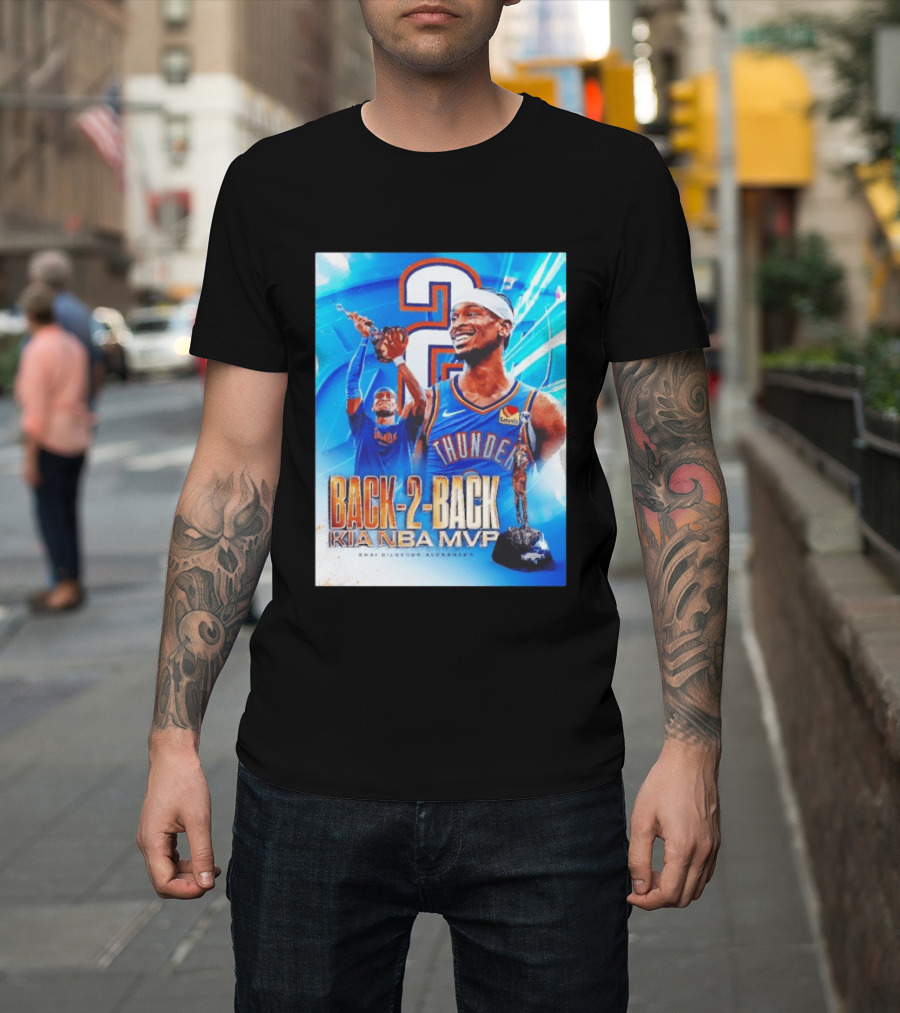 Shai Gilgeous Alexander OKC Thunder Back 2 Back Kia NBA MVP T-Shirt