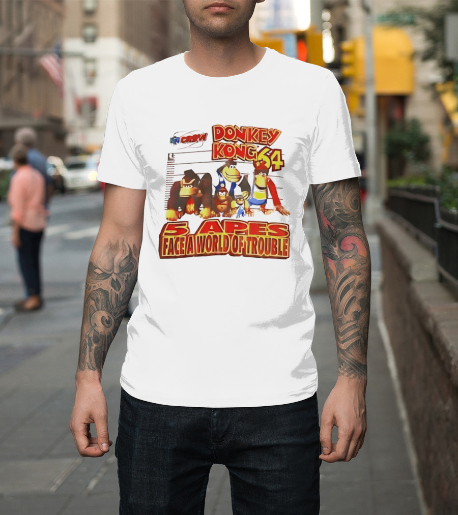 Donkey Kong 64 Five Apes Face A World Of Trouble T-Shirt