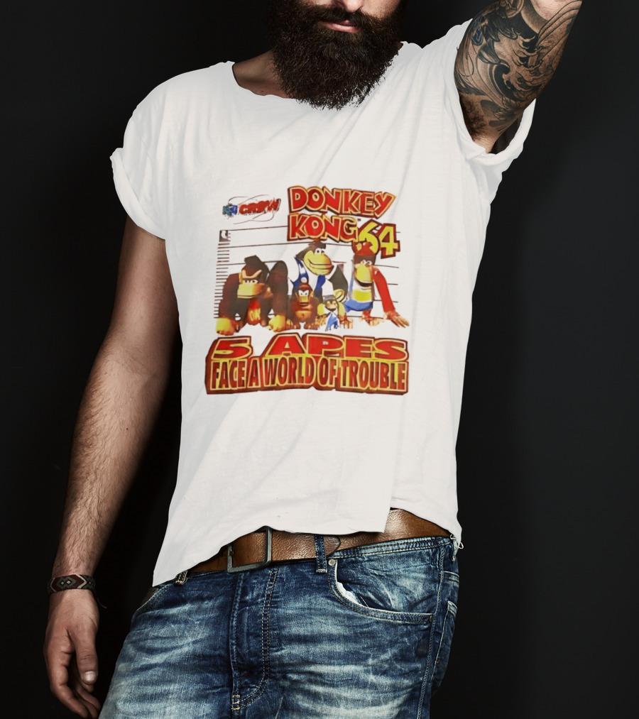 Donkey Kong 64 Five Apes Face A World Of Trouble T-Shirt