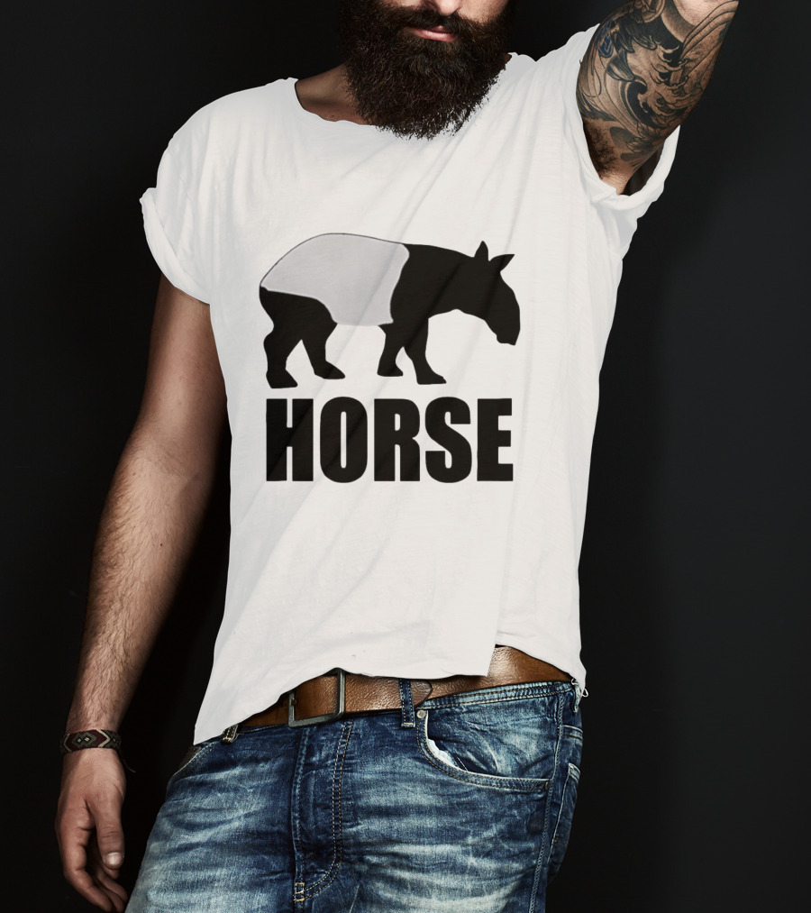 Mislabeled Animal Tapir Silhouette With Horse Text Optical Illusion T-Shirt