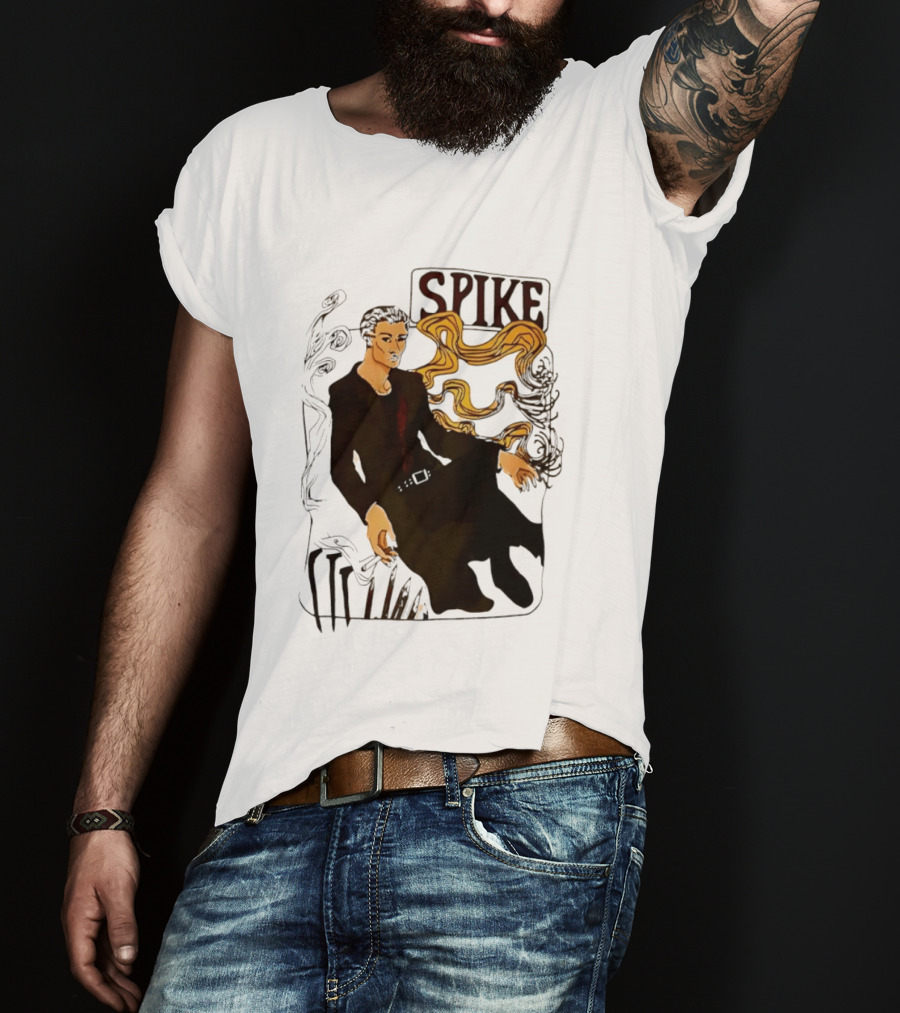 Spike Buffy The Vampire Slayer Illustrated Design With Abstract Vines And Accents T-Shirt