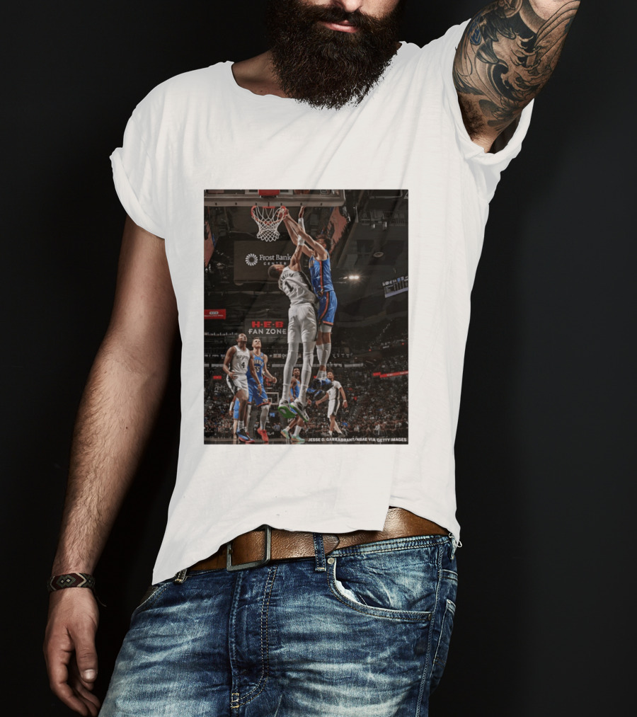 Victor Wembanyama San Antonio Spurs Dunk Vs Oklahoma City NBA Action T-Shirt