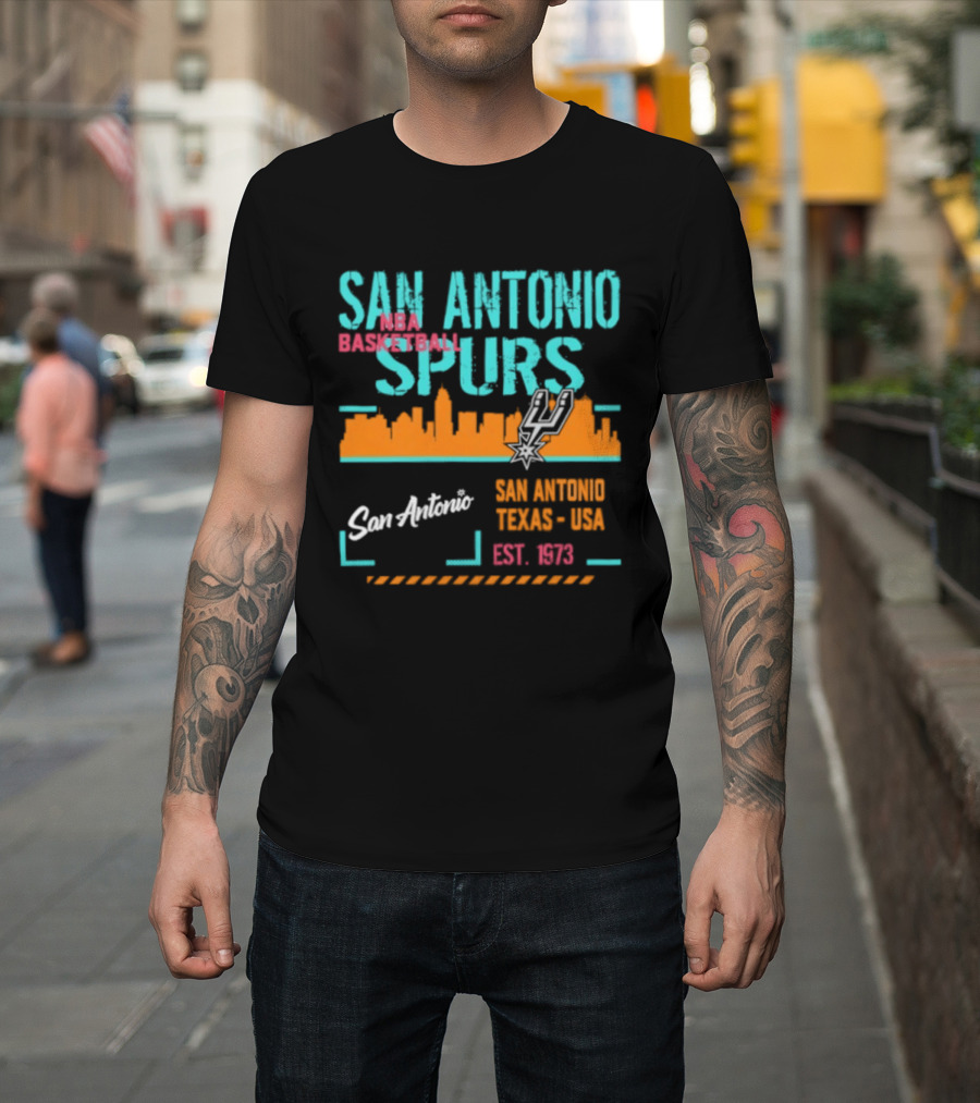 San Antonio Spurs NBA Basketball Skyline 1973 Est. Team Essentials T-Shirt