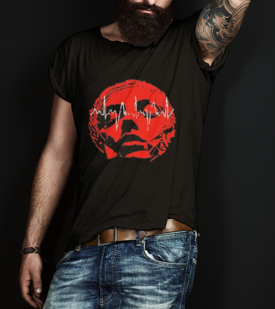 Converge Hum Of Hurt Red Face With White Waveform Lines T-Shirt