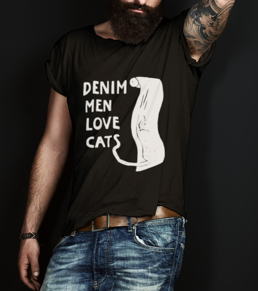 Denim Men Love Cats Fashion T-Shirt