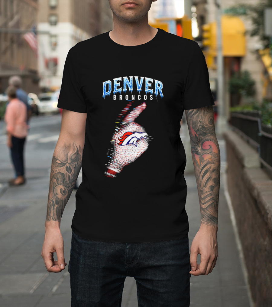 Denver Broncos Iceman 2026 Logo Glitched Hand Signal T-Shirt