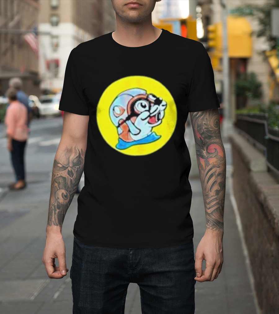 Gloopy Industries The Aquabeaver Cartoon Style Helmet And Water Circle T-Shirt
