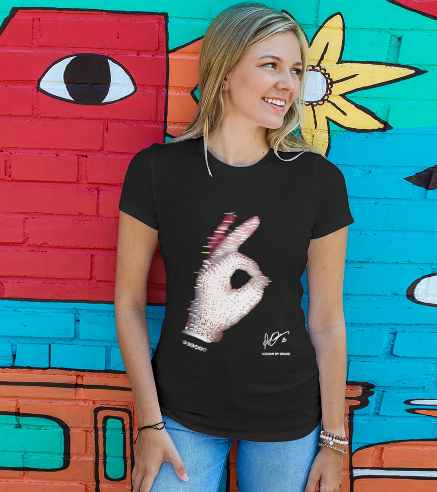 Iceman Hand Gesture By Drake Sign With Rhinestones T-Shirt