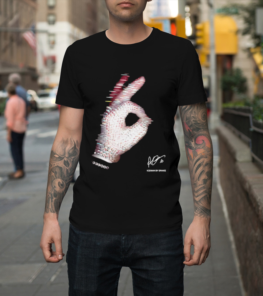 Iceman Hand Gesture By Drake Sign With Rhinestones T-Shirt