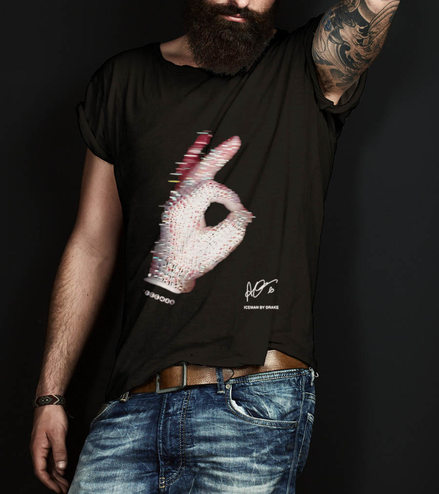 Iceman Hand Gesture By Drake Sign With Rhinestones T-Shirt