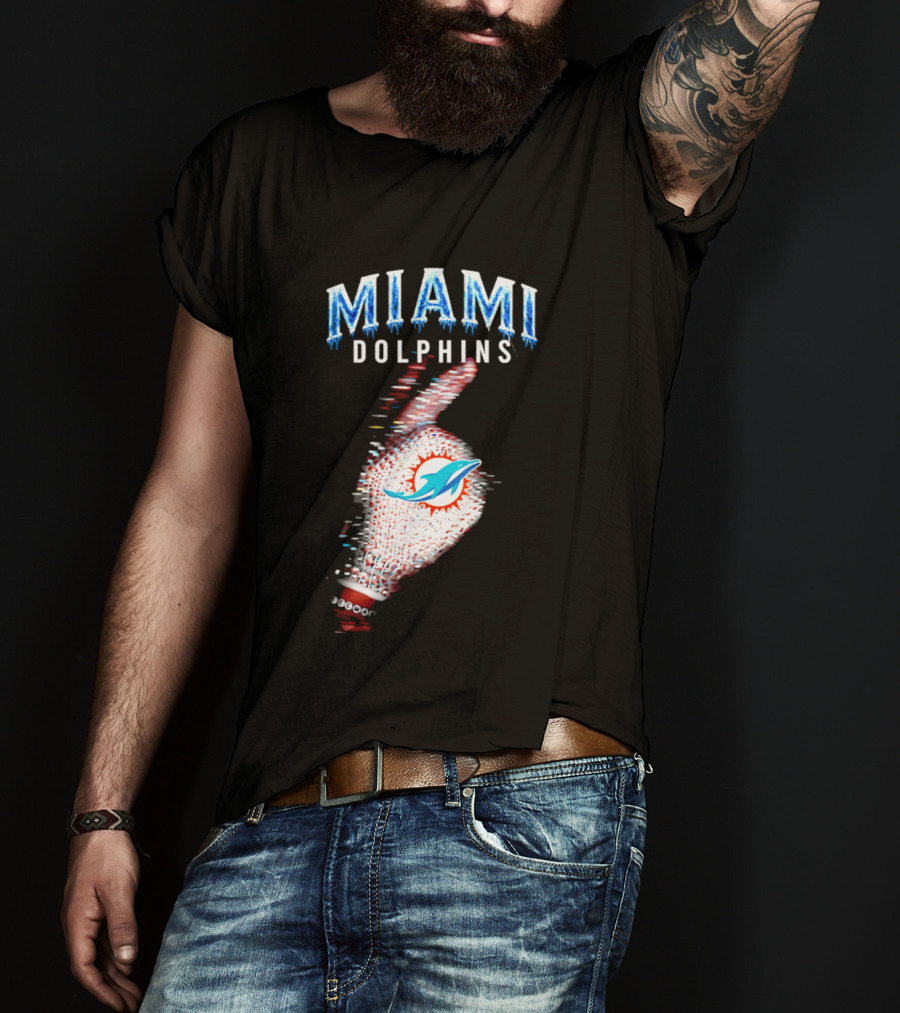 Miami Dolphins Iceman 2026 Glitch Effect Fan Gear T-Shirt