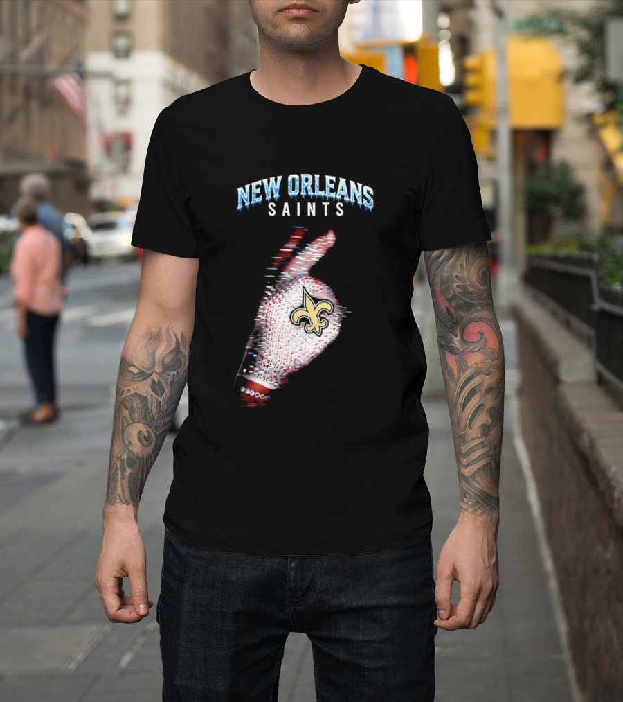 New Orleans Saints 2026 Iceman Glitch Effect Fleur De Lis T-Shirt
