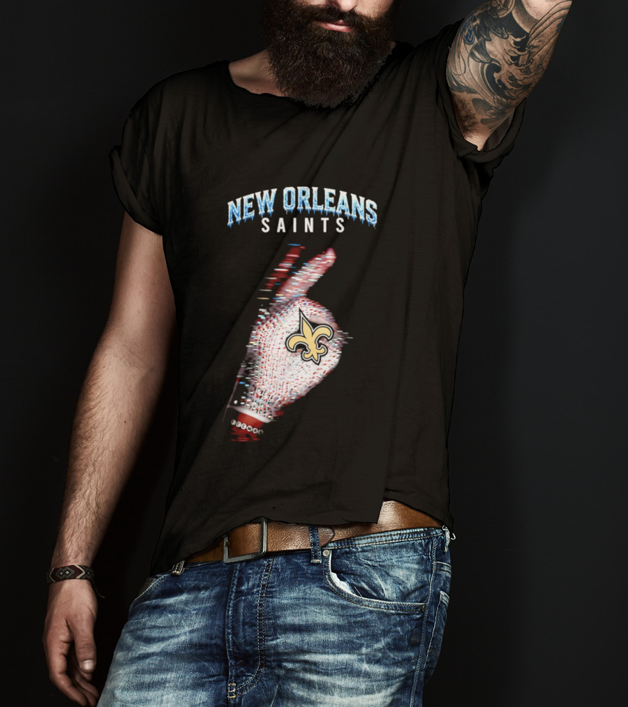 New Orleans Saints 2026 Iceman Glitch Effect Fleur De Lis T-Shirt