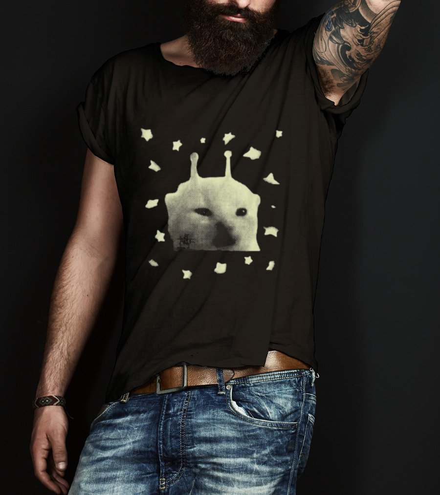 Y2K Alien Cat Meme With Stars T-Shirt