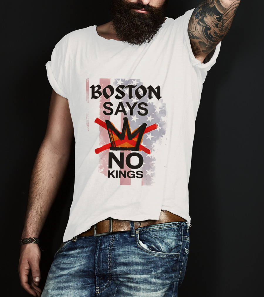 Boston Says No Kings Crown Symbol Stars T-Shirt