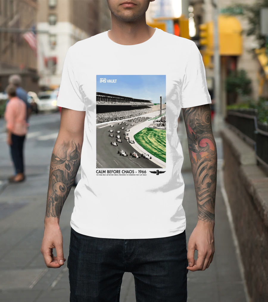 From The IMS Vault Calm Before Chaos 1966 Indianapolis Motor Speedway Racing Scene T-Shirt