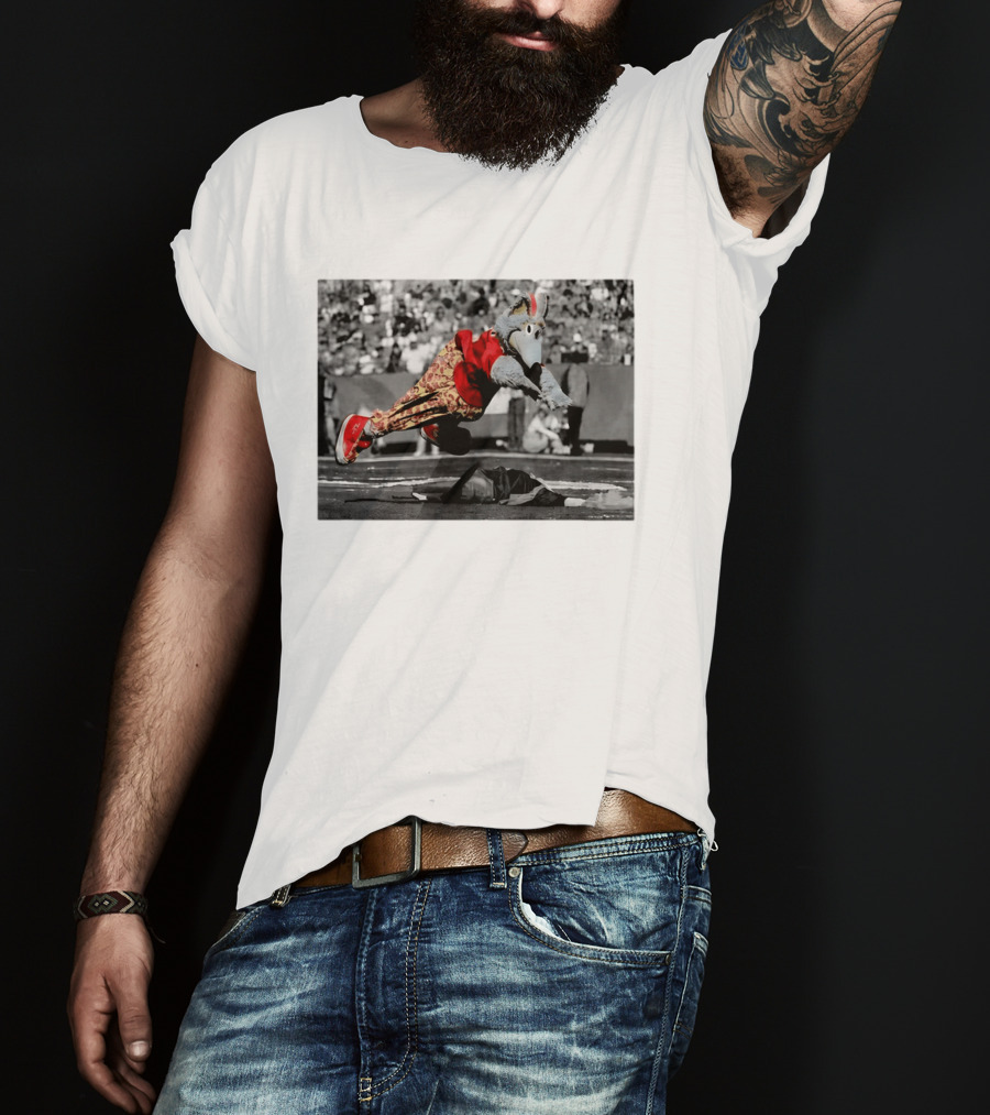 Cyrus Allen K.C. Wolf Flying Leap Football Mascot Action T-Shirt