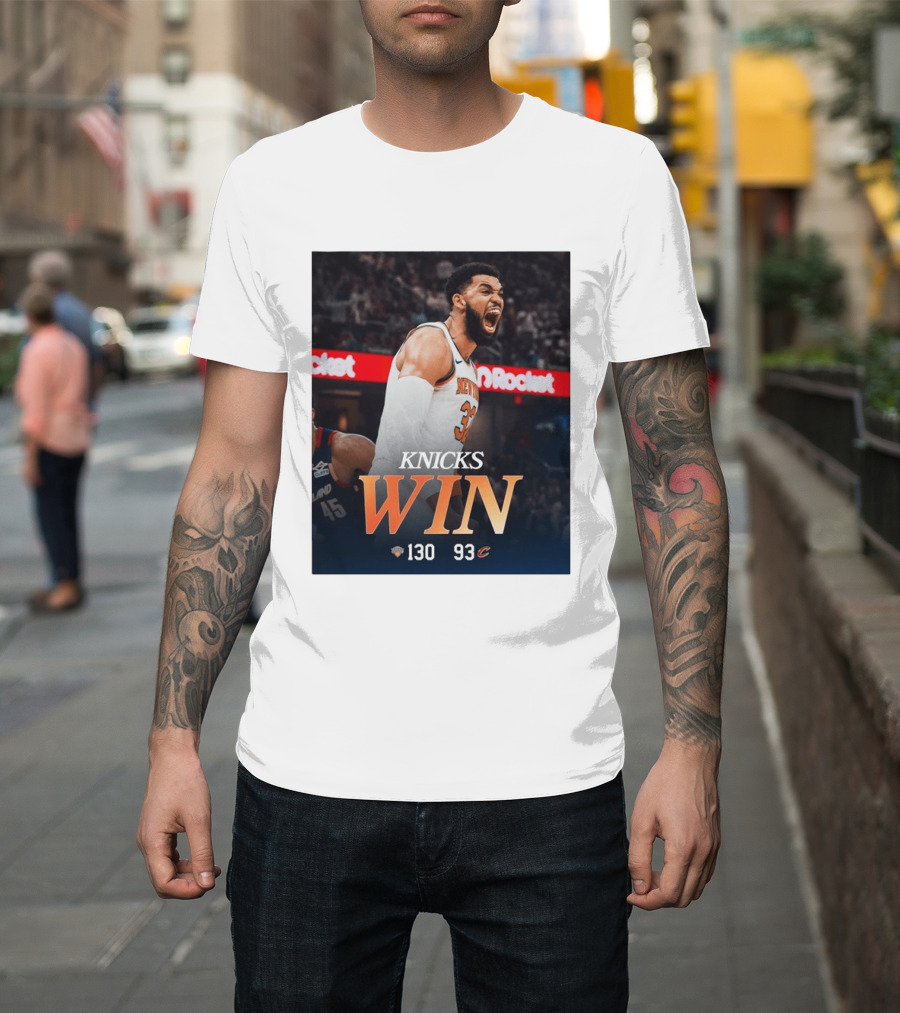 Knicks Win 130 93 Celebration Victory Over Cleveland Playoffs Sweep T-Shirt