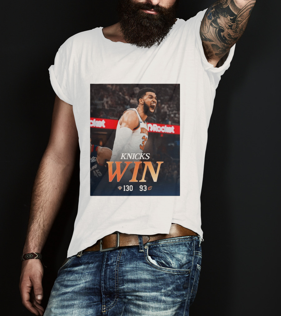 Knicks Win 130 93 Celebration Victory Over Cleveland Playoffs Sweep T-Shirt