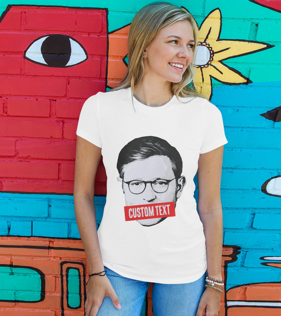 Mike Johnson Silenced Voice Custom Text Stencil T-Shirt