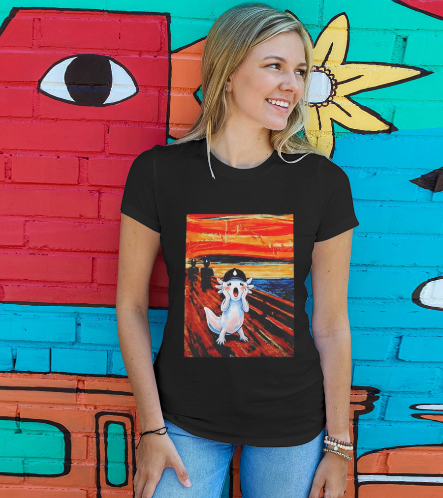 Axolotl Liquid The Scream Parody Painting Munch T-Shirt