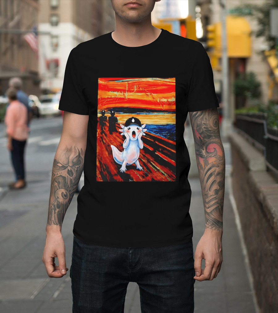 Axolotl Liquid The Scream Parody Painting Munch T-Shirt
