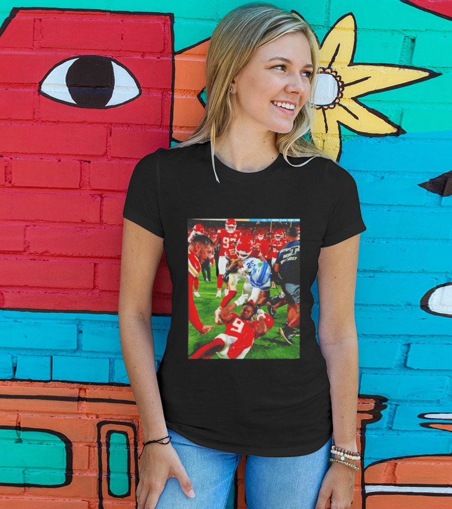 Brian Branch Collision JuJu Smith Schuster Lions Chiefs Football Action T-Shirt