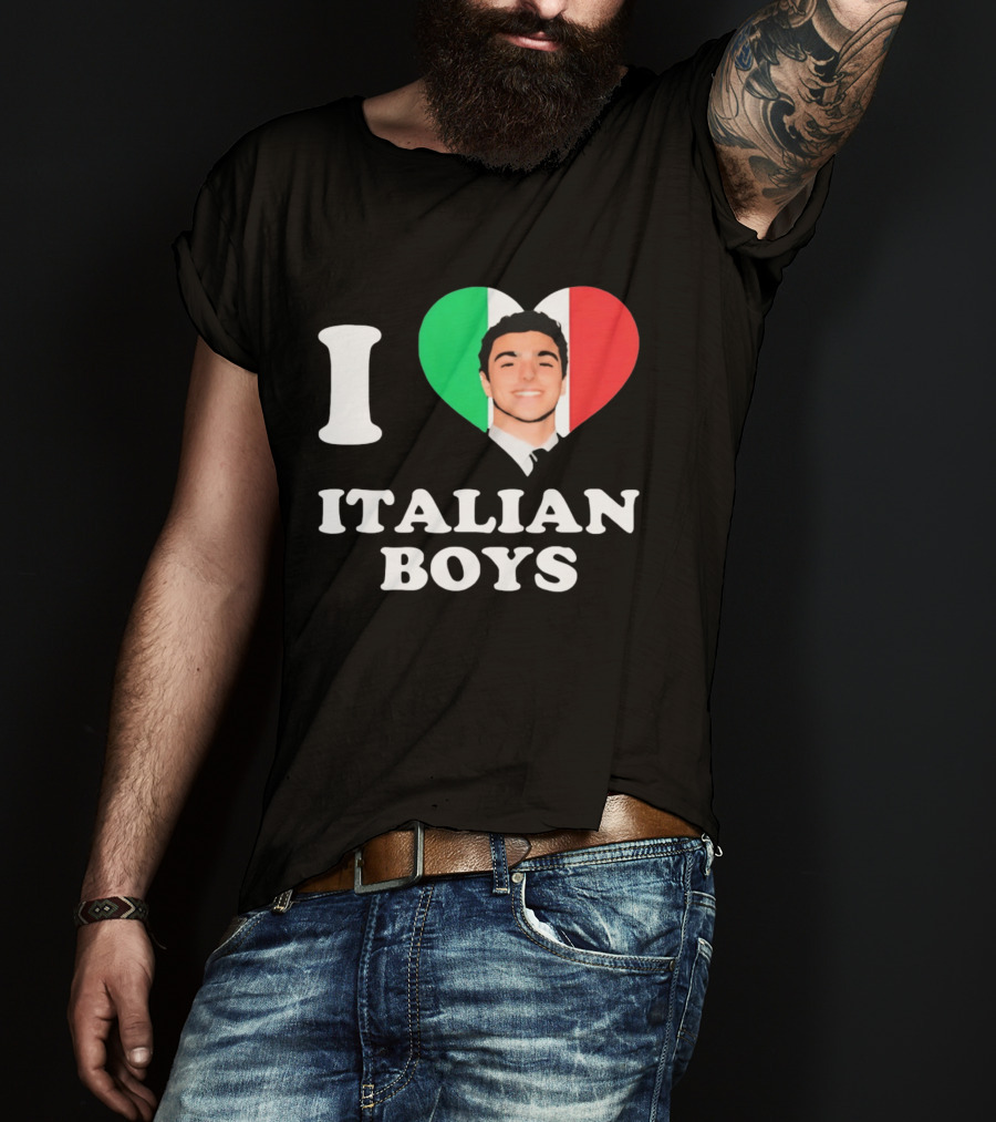 I Love Italian Boys Luigi Mangione Heart Flag T-Shirt