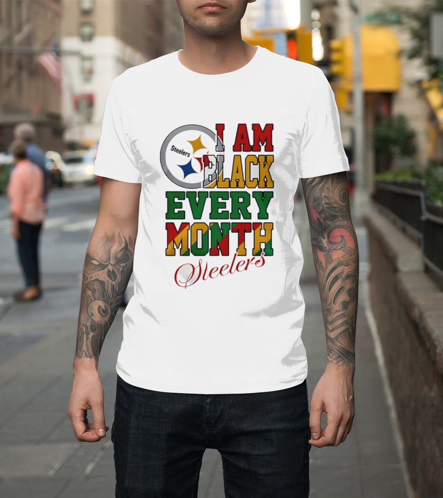I Am Black Every Month Steelers Juneteenth T-Shirt