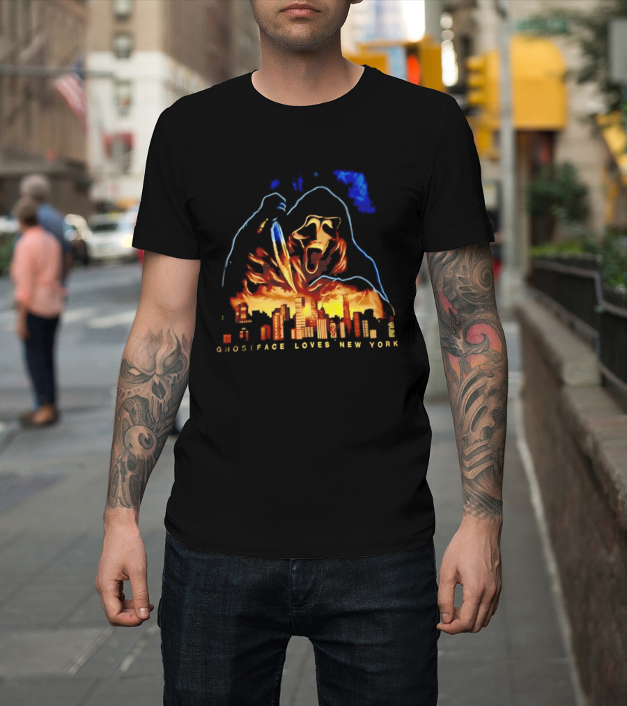 Ghostface Loves New York City Skyline Scream Urban Horror T-Shirt