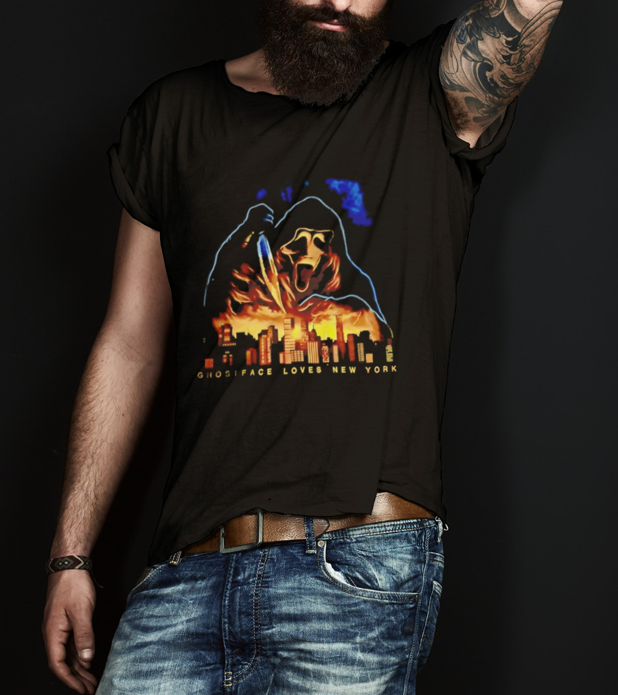 Ghostface Loves New York City Skyline Scream Urban Horror T-Shirt
