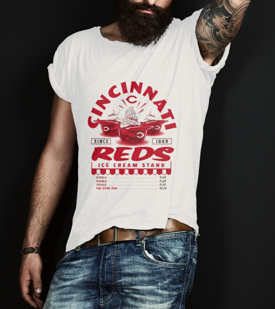 Cincinnati Reds Ice Cream Stand Since 1869 Baseball Nostalgia T-Shirt