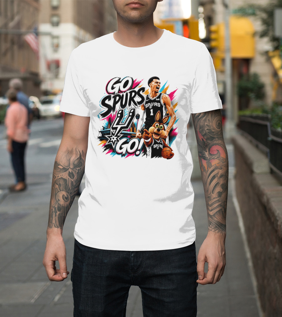 Go Spurs Go San Antonio Spurs Victor Wembanyama City Skyline T-Shirt