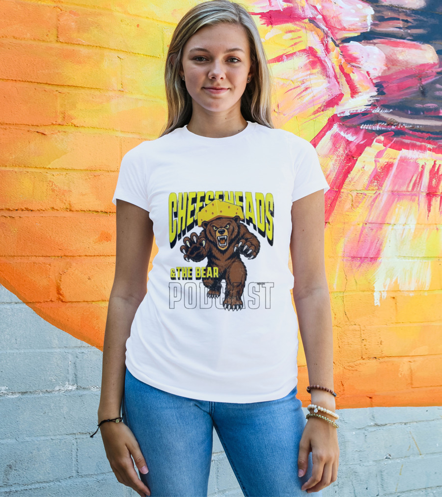 Cheeseheads And The Bear Podcast Bold Cheese Hat Grizzly T-Shirt