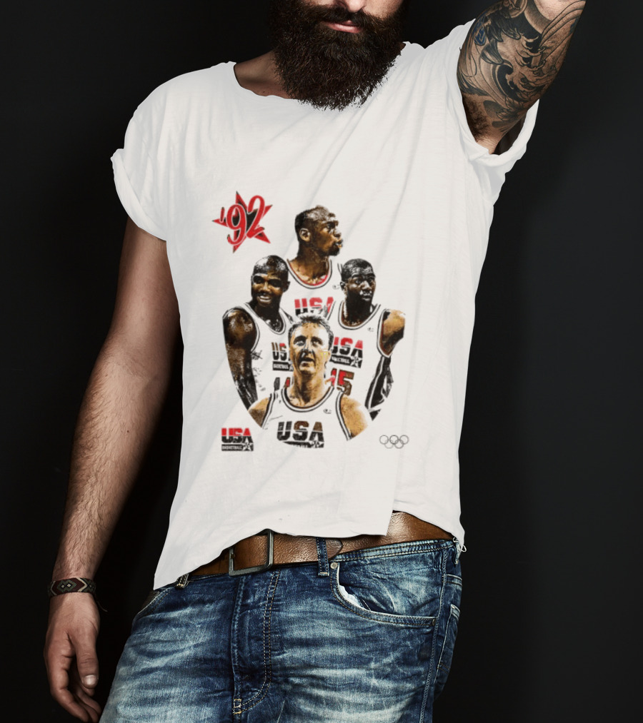 Jordan Charles Barkley Magic Johnson Larry Bird 1992 USA Basketball Dream Team T-Shirt