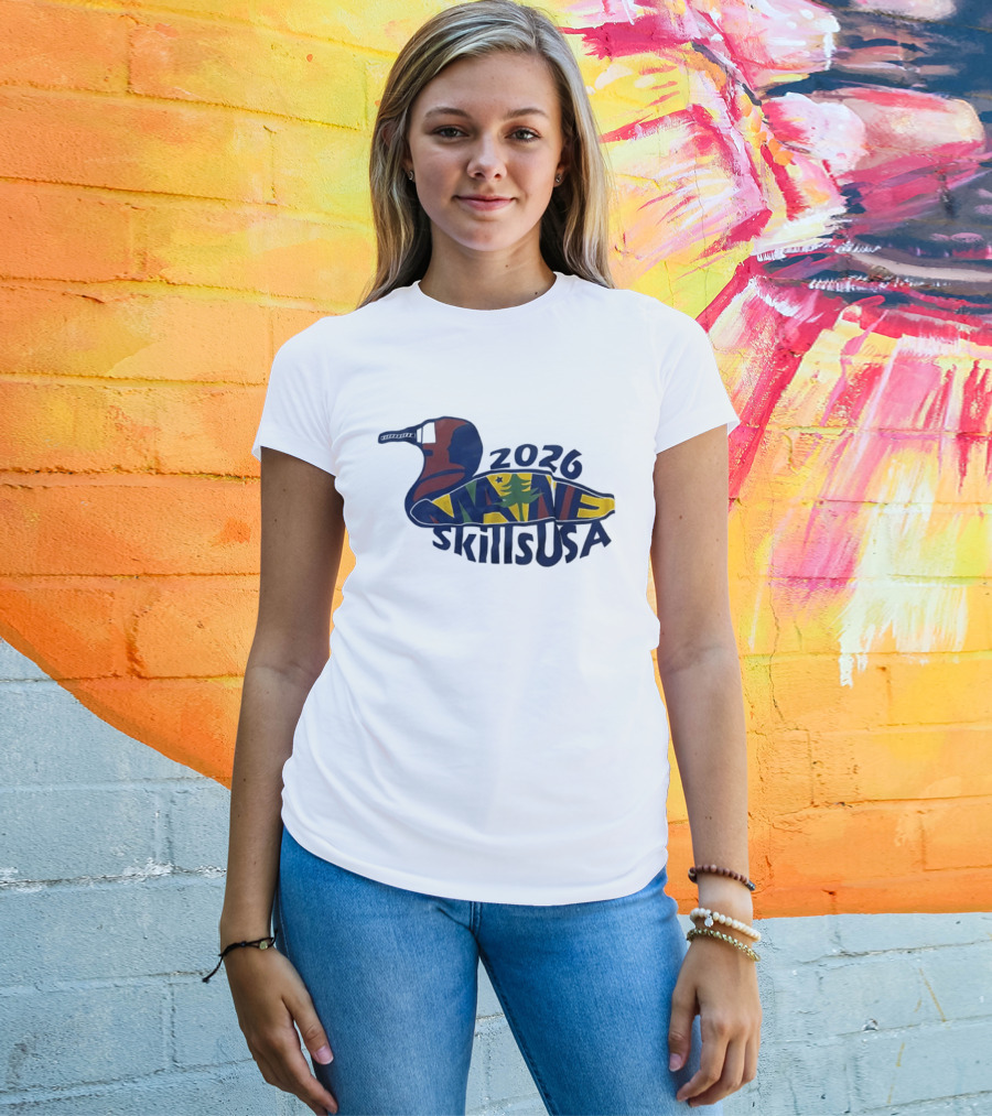 Maine 2026 SkillsUSA Loon Silhouette With State Flag T-Shirt