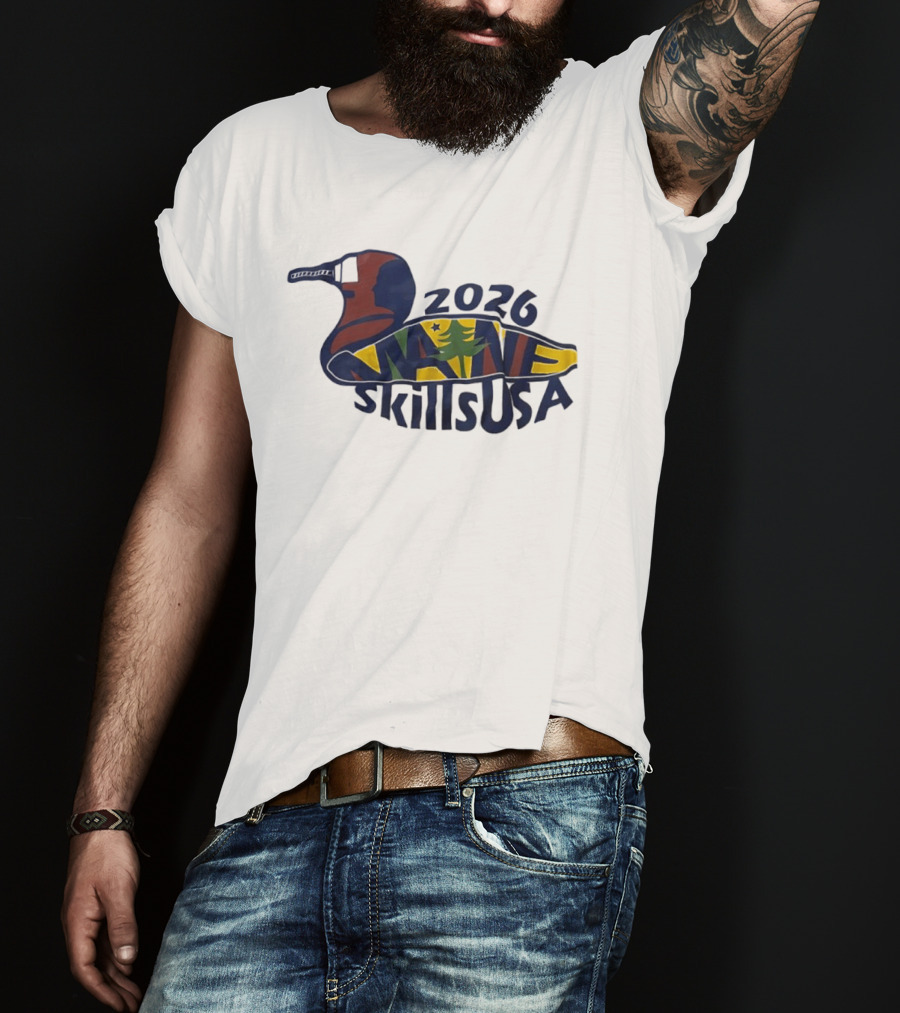Maine 2026 SkillsUSA Loon Silhouette With State Flag T-Shirt