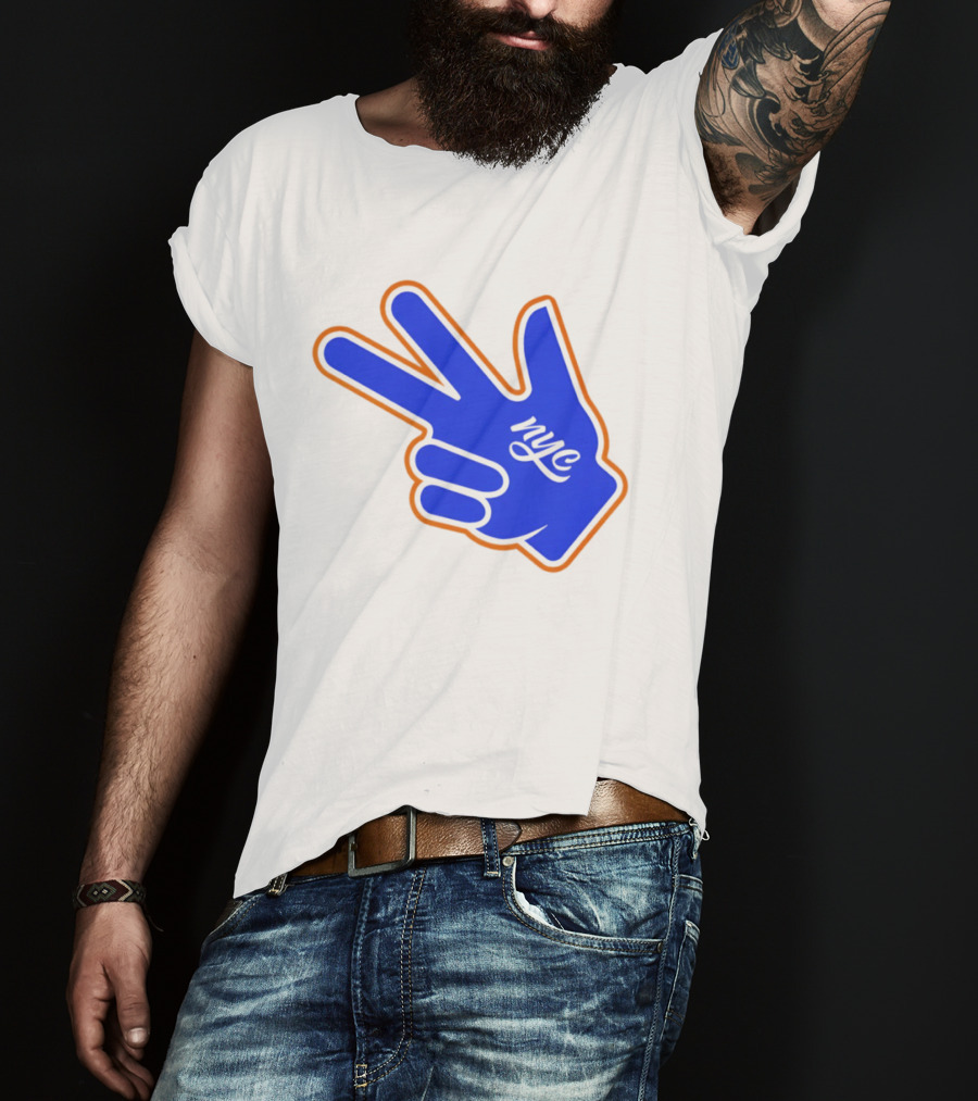 New York Knicks NYC Basketball Peace Sign Three Pointer T-Shirt