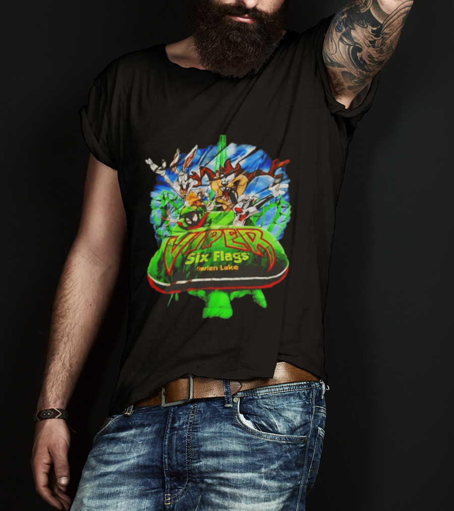 Viper Six Flags Darien Lake Looney Tunes Bugs Bunny Taz Sylvester T-Shirt