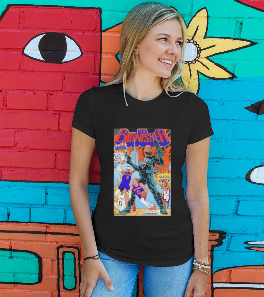 Knicks Comic Crossover The Brunisher Bocker Backpages Featuring Empire State Building T-Shirt