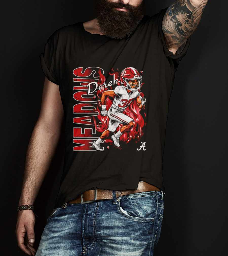Derek Meadows Alabama Football NCAA Caricature Crimson Tide Player No. 30 T-Shirt