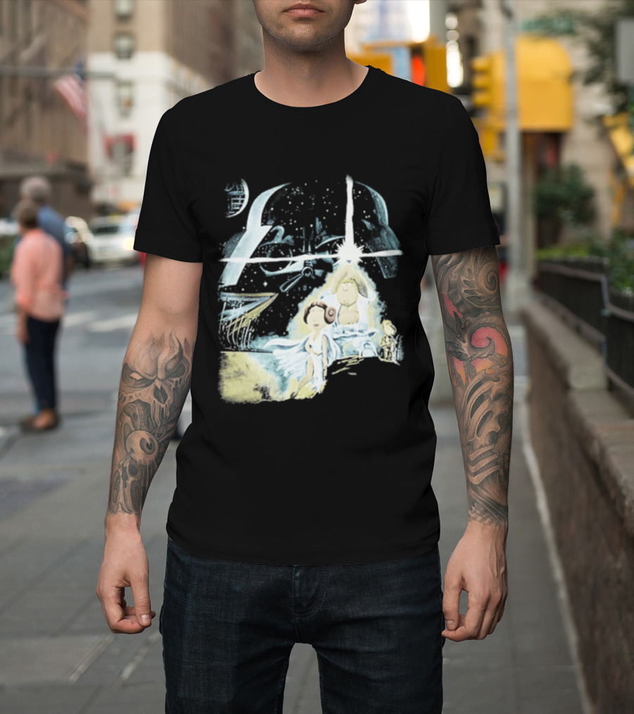 Star Wars Family Guy Princess Leia Lightsaber Spaceship Moon T-Shirt