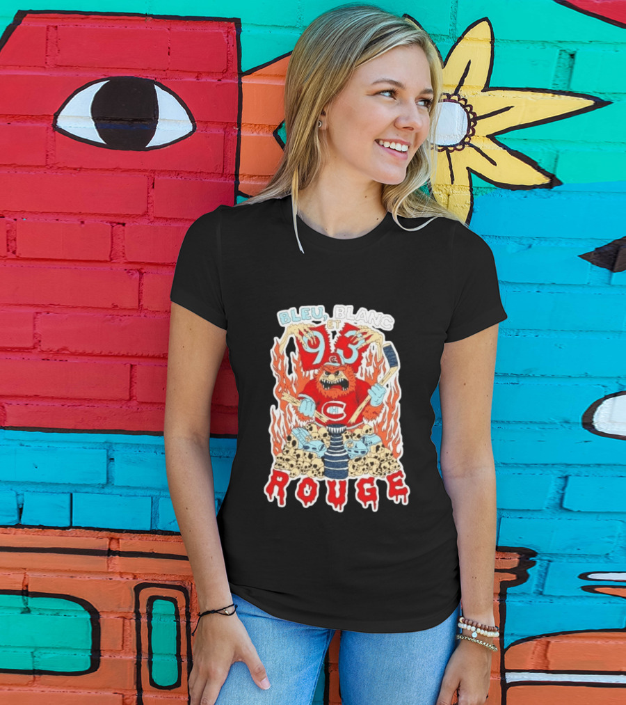 Bleu Blanc Et Rouge 93 Canadiens Hockey Monster T-Shirt