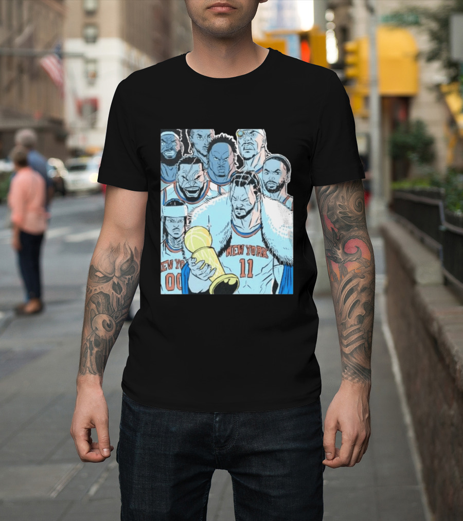 New York Knicks 2026 Invincible Indefensible Trophy Comic Style Basketball Team T-Shirt